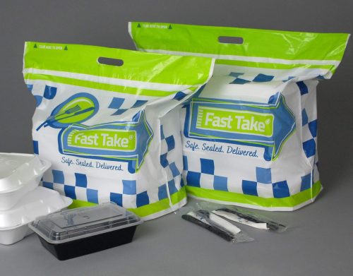 Fast Take Tamper Evident Delivery Carryout Bag - Branded, Kit